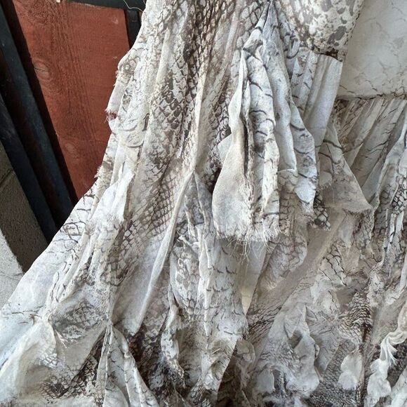 Retrofete Verena Snake Animal Print Silk Ruffle Strapless dress size small NWT - Picture 7 of 11